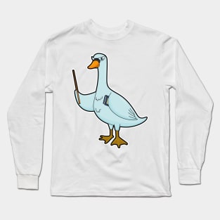 Swan as Teacher with Book & Pointer Long Sleeve T-Shirt